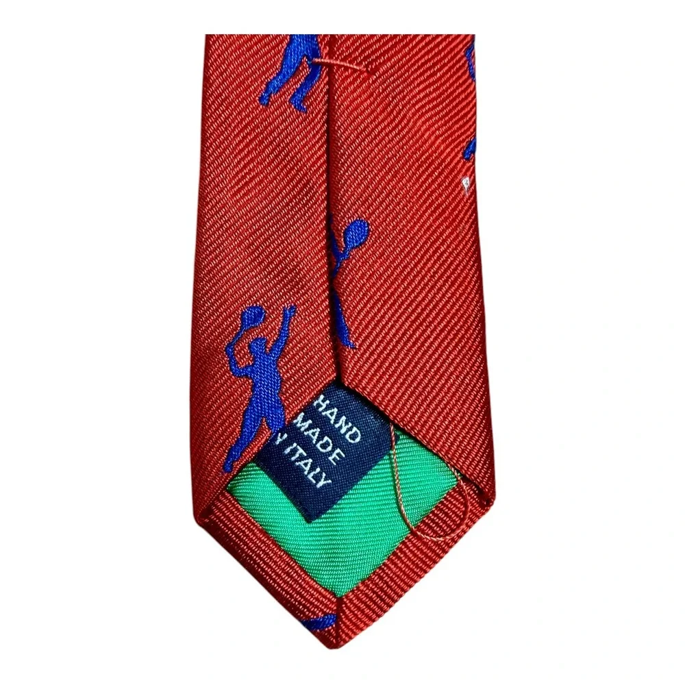Vintage Polo‎ Ralph Lauren Men's 100% Silk Basketball All Over Print Tie Orange